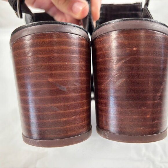 Franco Sarto Harlet Women’s Black Leather Peep Toe Slingback Heels size 9 - Picture 5 of 13